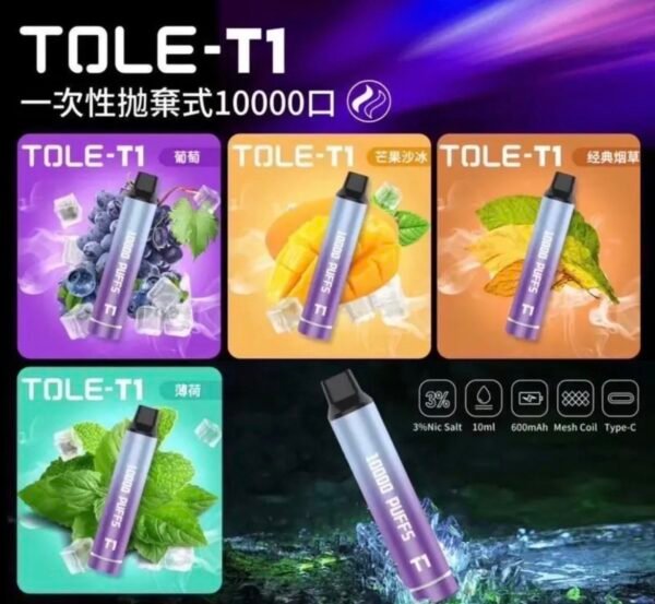 T1 萬口一次性主機 拋棄式電子煙 10000口續航 TOLE 一次性 電子菸 主機 加熱煙 拋棄式